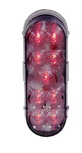 9 LED 6" OVAL RED CLEAR LENS S/T/T
